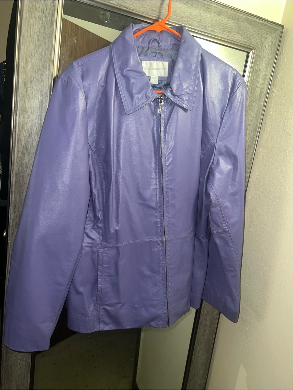 Worthington Purple Leather Zip Jacket